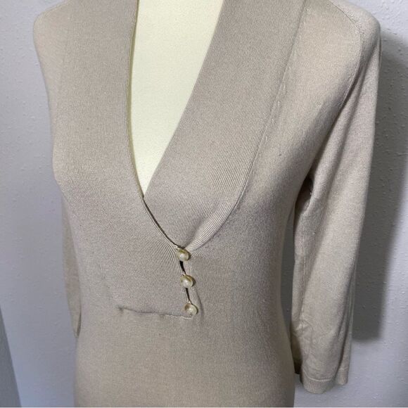 Ann Taylor Cashmere Blend Faux Wrap Front W/ Buttons Knit Sweater Women's XXS - Picture 11 of 16